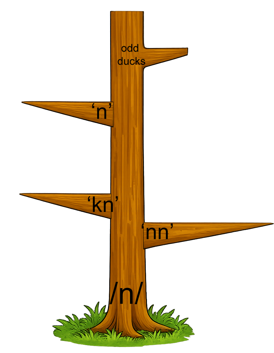 Spelling tree for /n/